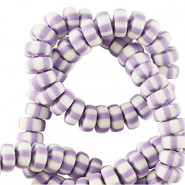 Polymer Perlen Rondell 7mm - White-soft purple